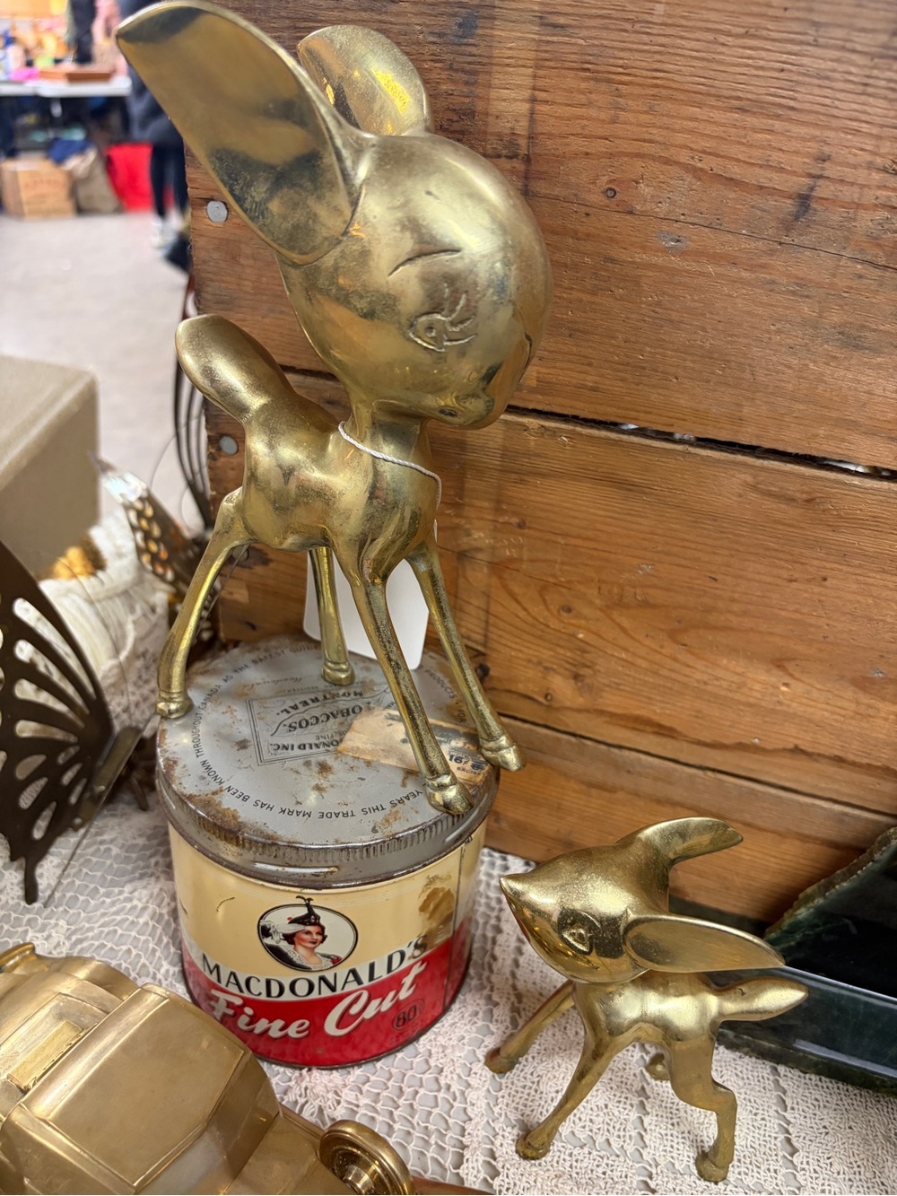 Vintage Brass Deer and Fawn Pair